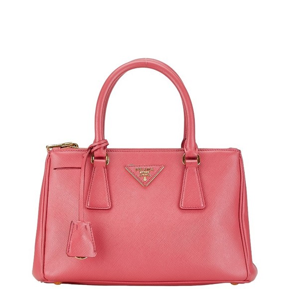 Prada Pink Shoulder Triangle Plate 2WAY Bag Saffiano - Picture 1 of 12